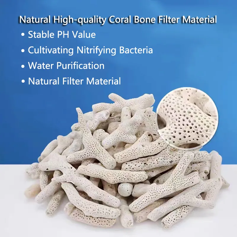 Natural Coral Bone Stone কোরাল চিপস (Coral Chips)  Marine Aquarium Fish Tank Filter Media - (Color: Gray, Size: 500g)