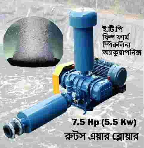 TH-65 Roots Air Blower for aquaculture, food & beverage, chemicals, water, pulp & paper, mining, cement, power, metals and oil & gas.  - Motor : 7.5 Hp (5.5 Kw) Trundean-Taiwan
