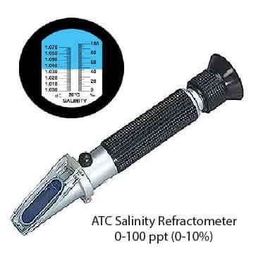 ATC Salinity Refractometer 0-100 ppt (0-10%) Salt Aquarium,Biofloc,Fishs farming Tester Hydrometer